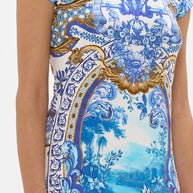 Camilla  Jersey Tank Dress With Cap Sleeves in The Azul Adventures print
