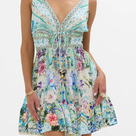 Camilla Shirred Waist Detail Mini Dress (Sunrise in Sinatra)