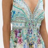 Camilla Shirred Waist Detail Mini Dress (Sunrise in Sinatra)