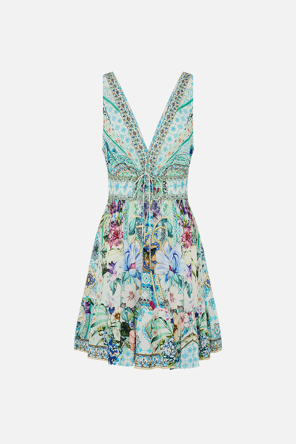 Camilla Shirred Waist Detail Mini Dress (Sunrise in Sinatra)