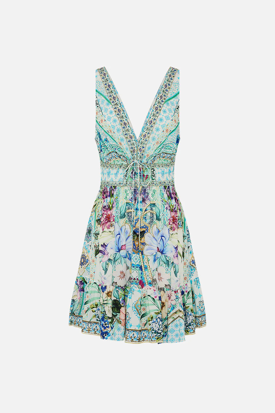 Camilla Shirred Waist Detail Mini Dress (Sunrise in Sinatra)