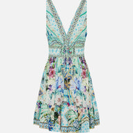 Camilla Shirred Waist Detail Mini Dress (Sunrise in Sinatra)