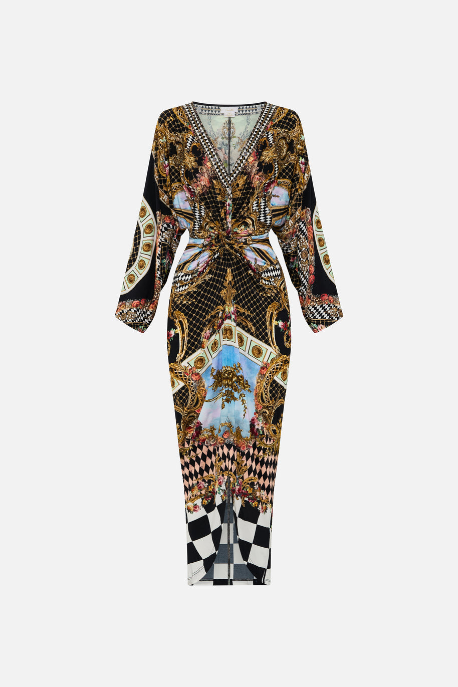 Camilla Long Split Front Twist Dress (Monarchy Mania)