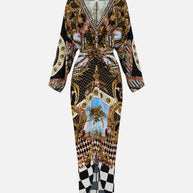Camilla Long Split Front Twist Dress (Monarchy Mania)