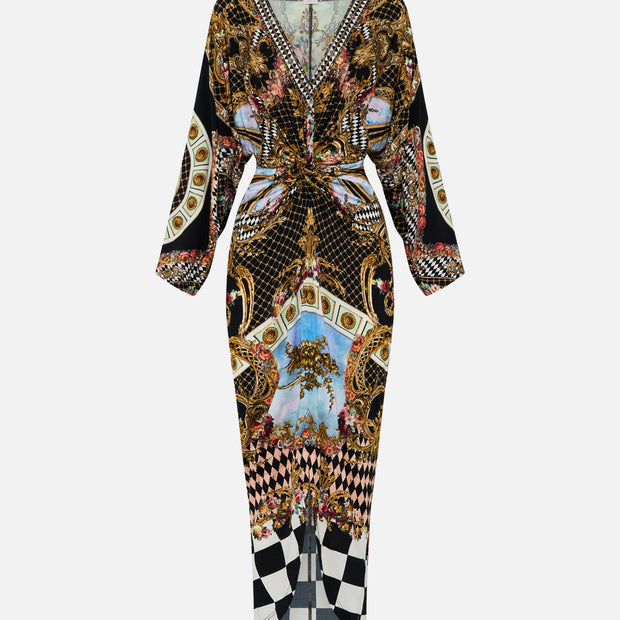 Camilla Long Split Front Twist Dress (Monarchy Mania)