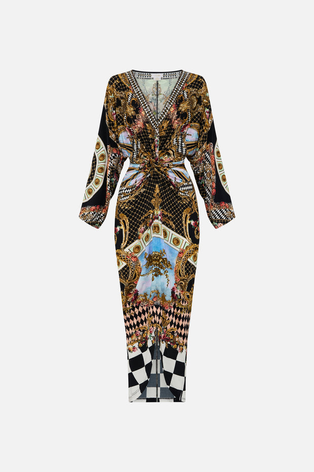 Camilla Long Split Front Twist Dress (Monarchy Mania)