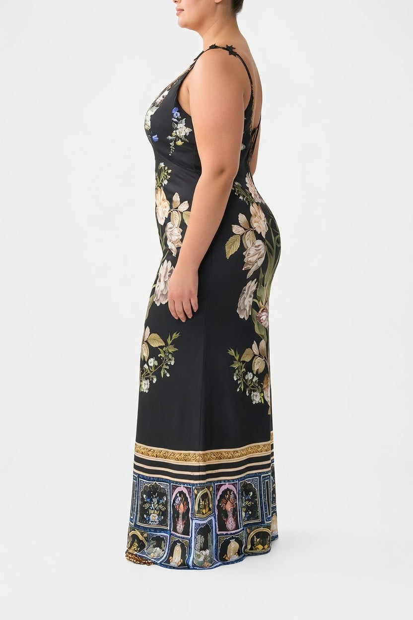 Camilla V Neck Full Length Bias Slip Dress