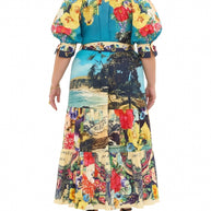Camilla Tiered Shirt Dress With Short Sleeves in BATHBOMB