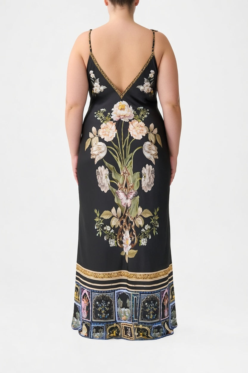 Camilla V Neck Full Length Bias Slip Dress