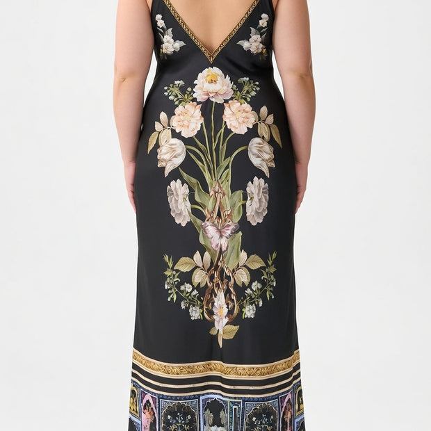 Camilla V Neck Full Length Bias Slip Dress