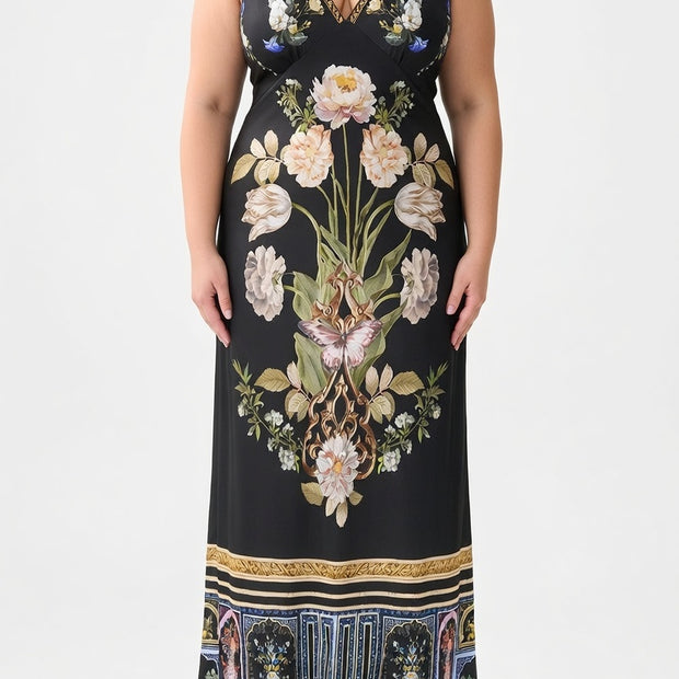 Camilla V Neck Full Length Bias Slip Dress