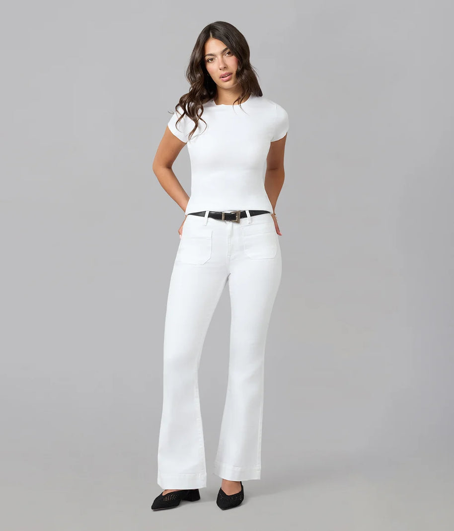 Lola Denim - ALICE-White High Rise Flare Jeans