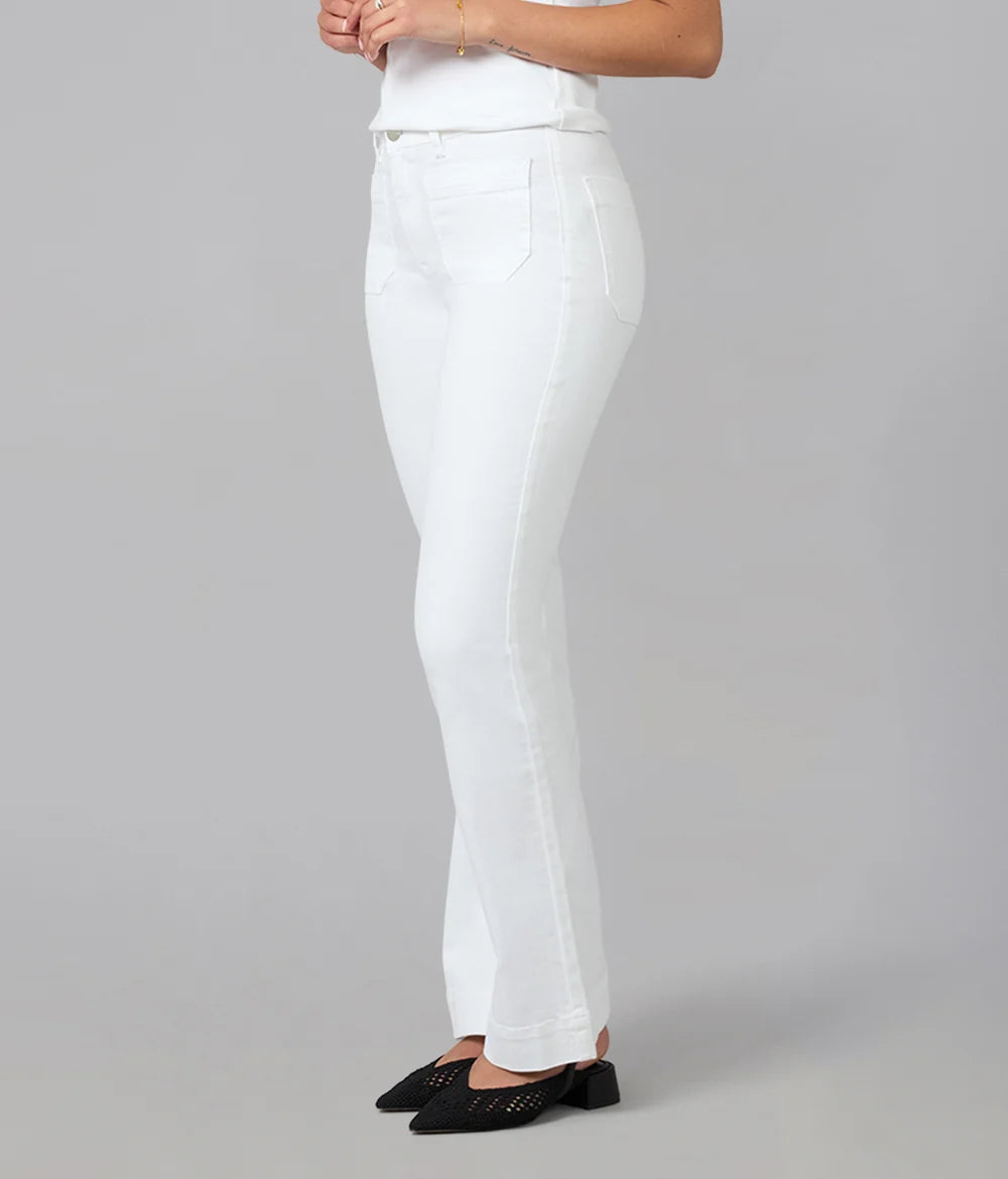 Lola Denim - ALICE-White High Rise Flare Jeans