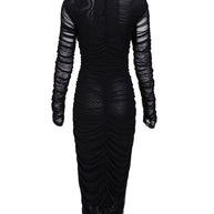 Hilary MacMillan - Mesh Ruched Sleeve Dress (Black)