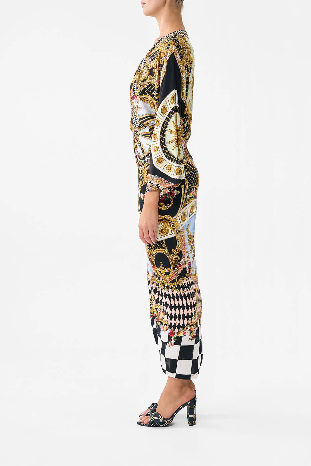 Camilla Long Split Front Twist Dress (Monarchy Mania)