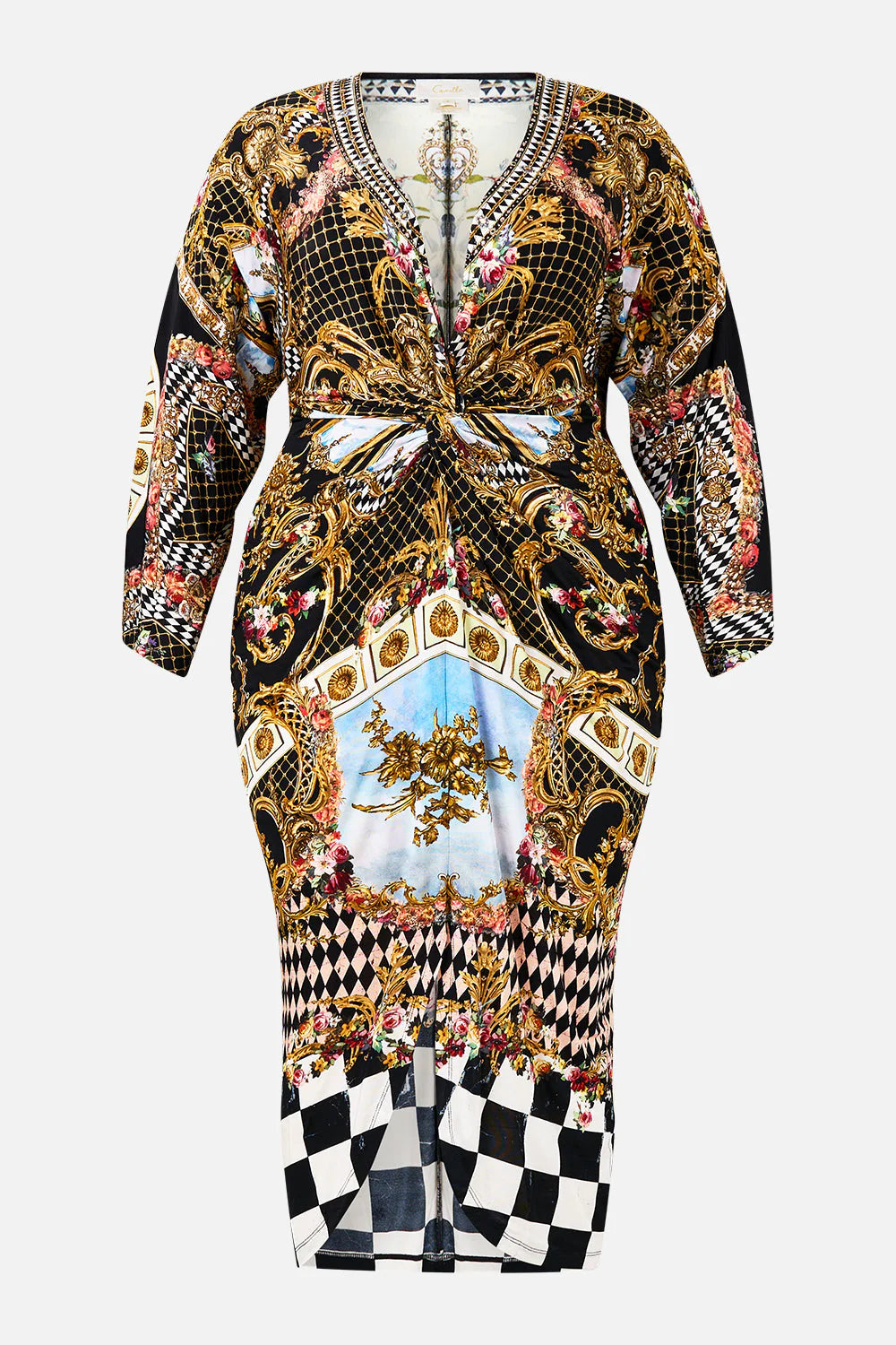 Camilla Long Split Front Twist Dress (Monarchy Mania)