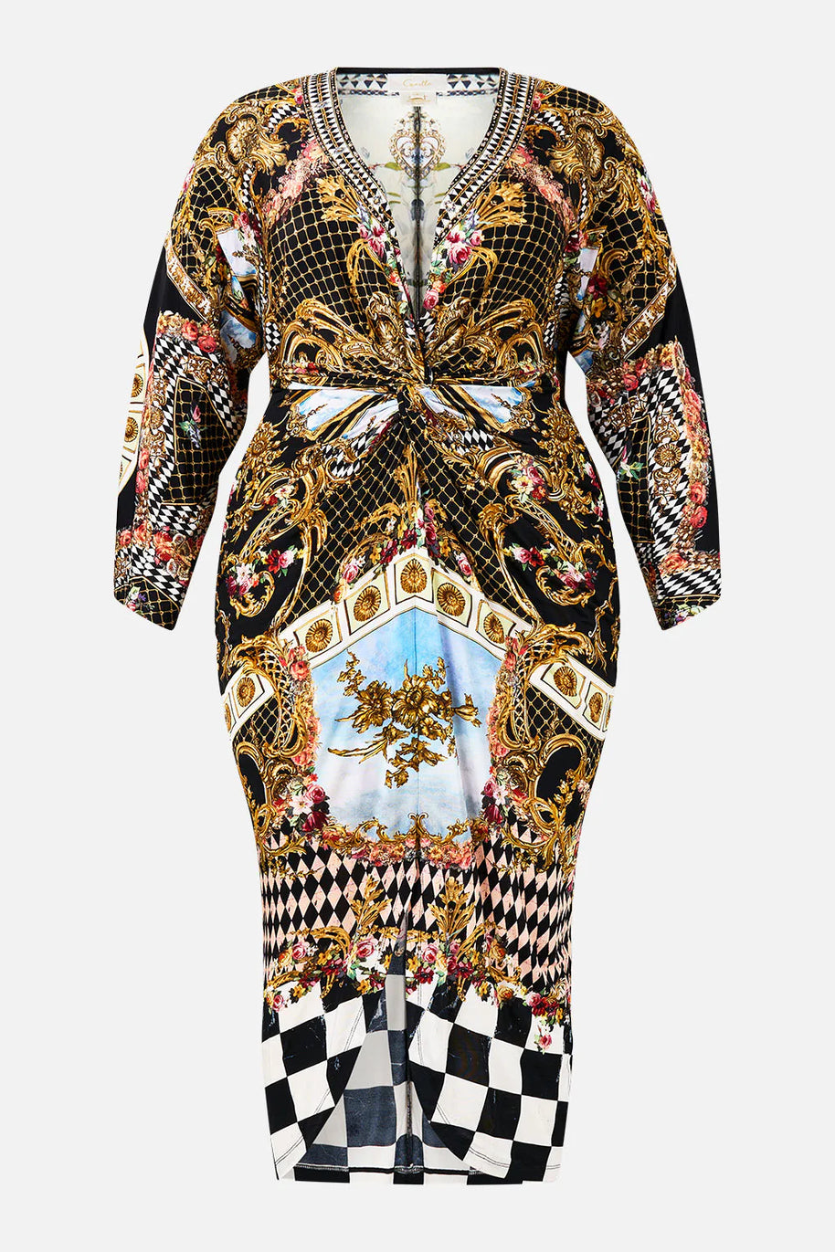 Camilla Long Split Front Twist Dress (Monarchy Mania)