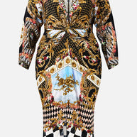 Camilla Long Split Front Twist Dress (Monarchy Mania)