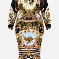 Camilla Long Split Front Twist Dress (Monarchy Mania)