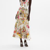 Camilla Long Silk Dress with Tie Front in Egyptian Rose