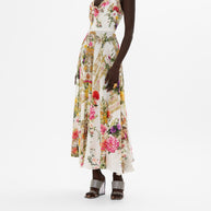 Camilla Long Silk Dress with Tie Front in Egyptian Rose