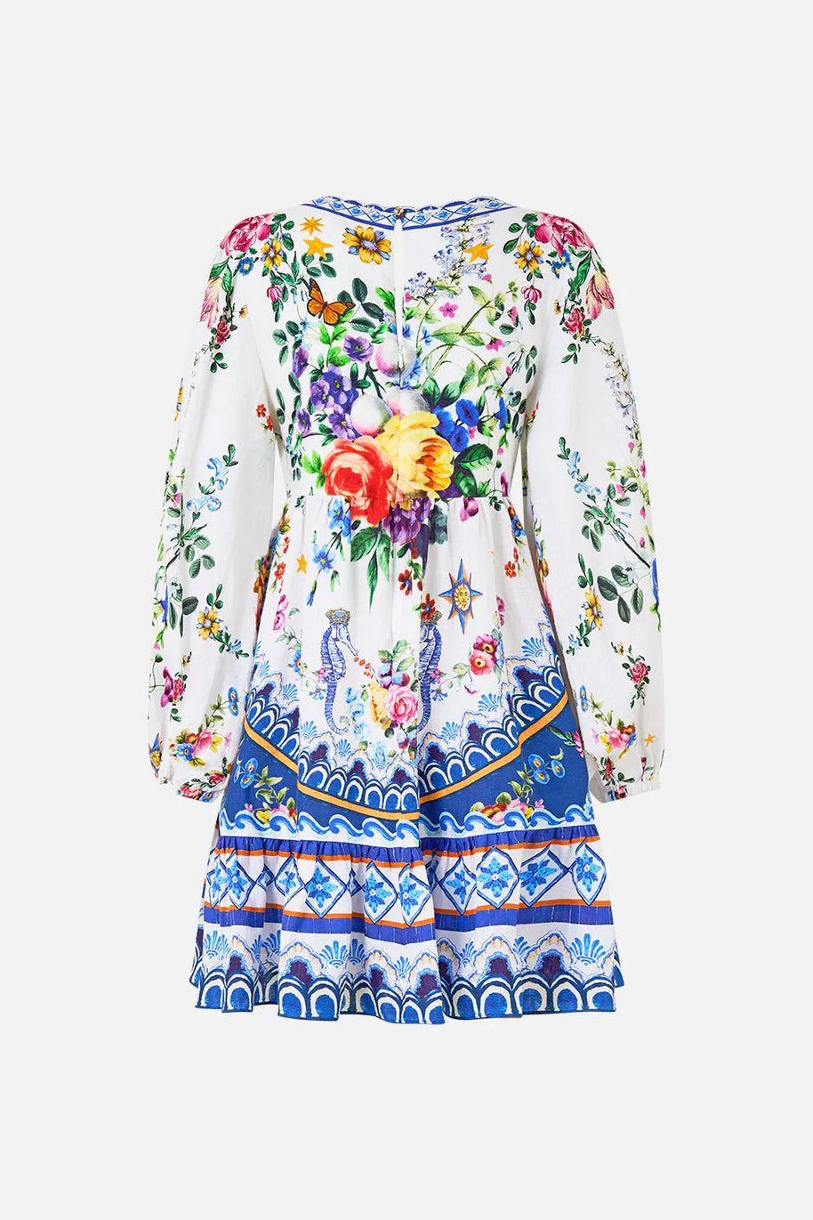 Camilla Short Tie Front Blouson Dress in TILEDARL