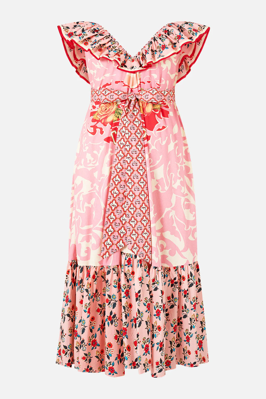 Camilla Frill Neck Dress with Hardware in PINKPORT