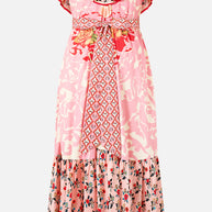 Camilla Frill Neck Dress with Hardware in PINKPORT