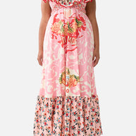 Camilla Frill Neck Dress with Hardware in PINKPORT