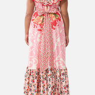 Camilla Frill Neck Dress with Hardware in PINKPORT