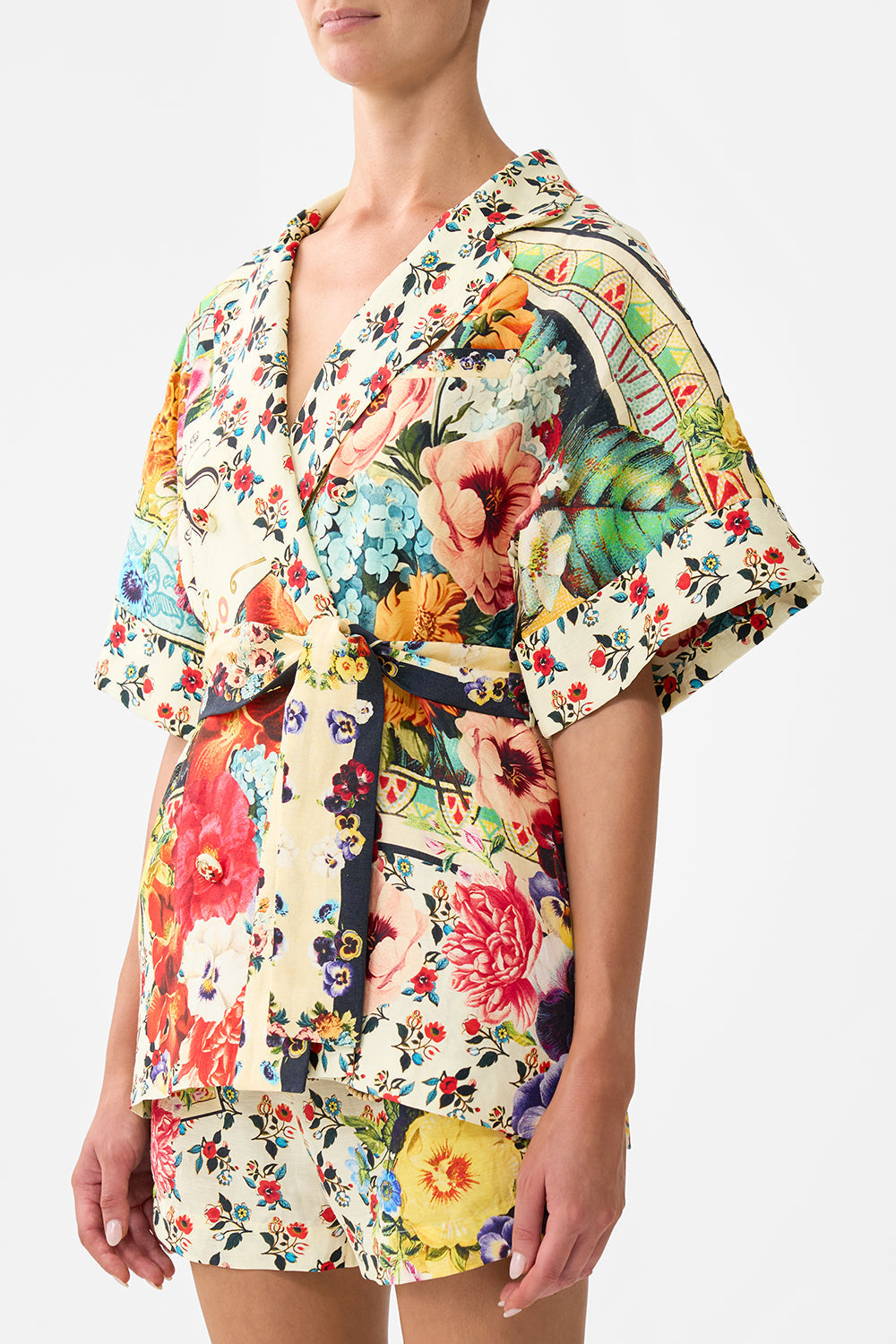 Camilla Double Breasted Short Sleeve Jacket in AROMAMOR