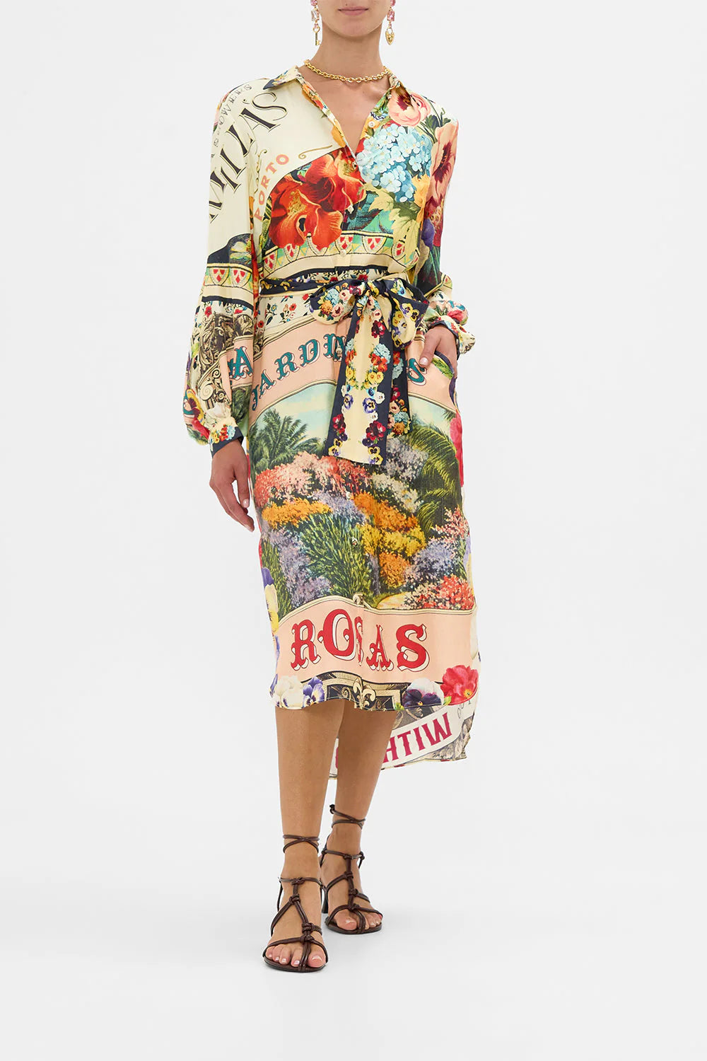 Camilla High Low Midi Shirt Dress in AROMAMOR