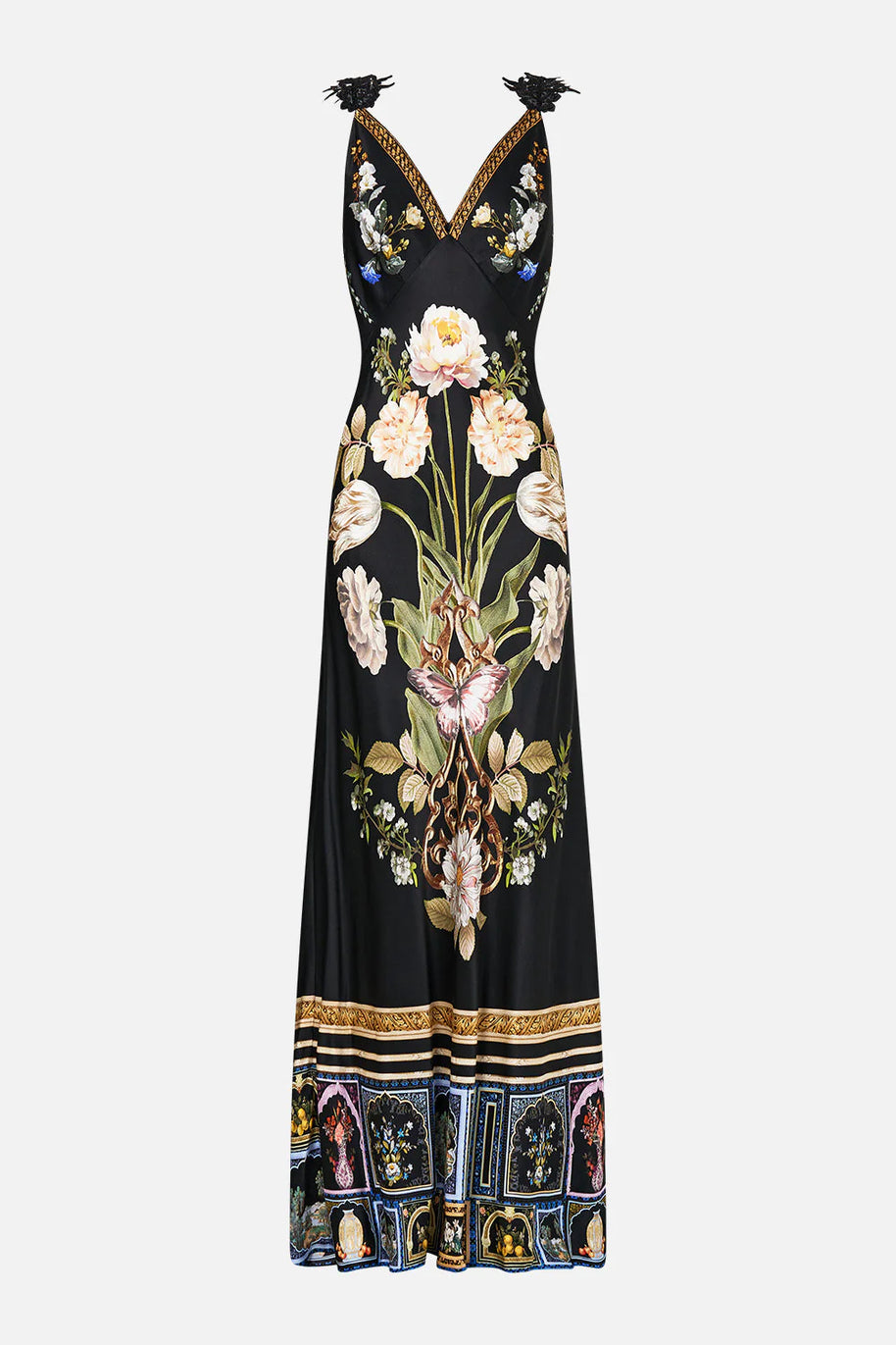 Camilla V Neck Full Length Bias Slip Dress