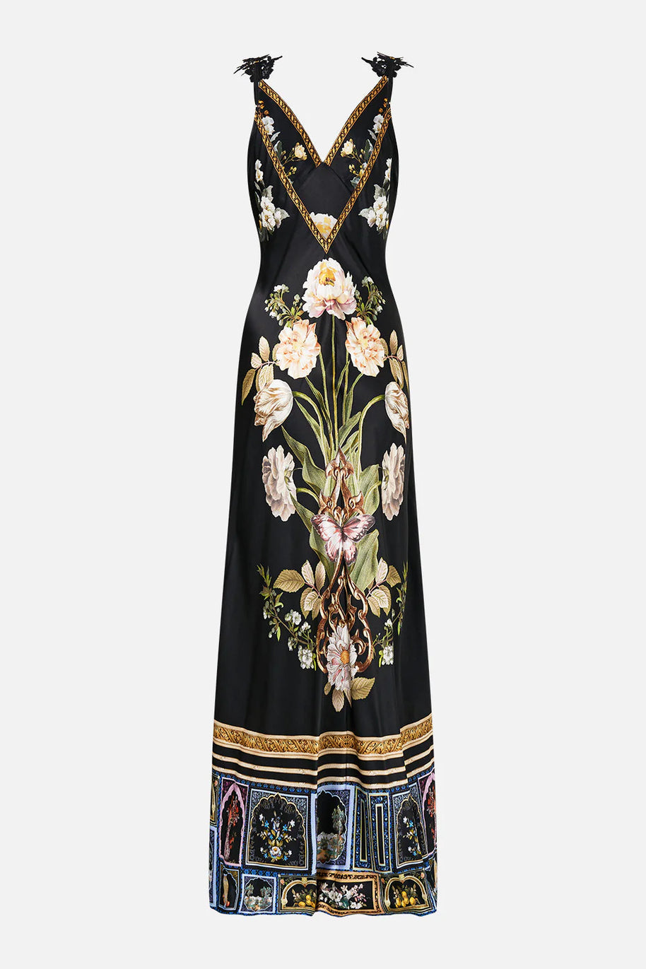 Camilla V Neck Full Length Bias Slip Dress