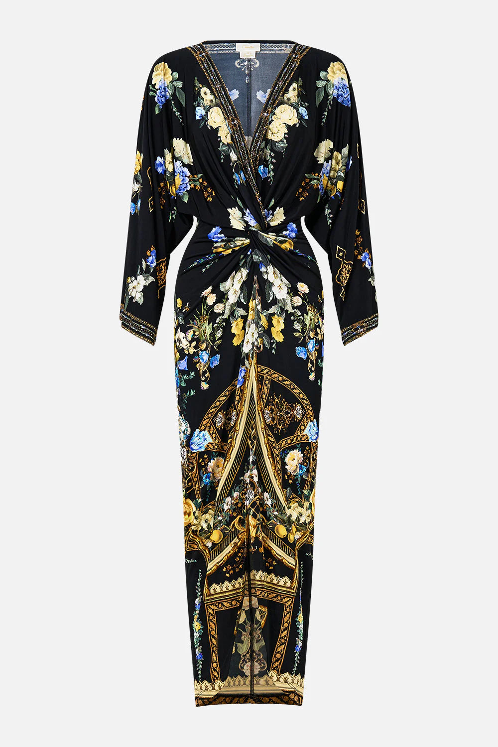 Camilla Long Split Front Twist Dress (Ottoman Elegance)