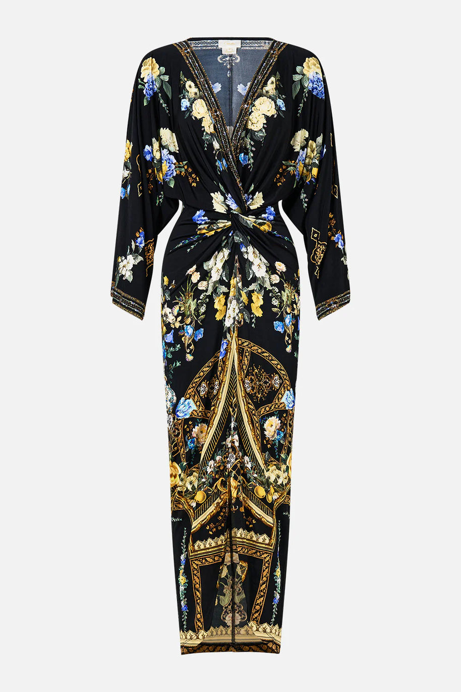 Camilla Long Split Front Twist Dress (Ottoman Elegance)