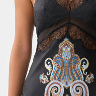 Camilla Lace Splice Bias Long Dress (Istanbul Animalia)