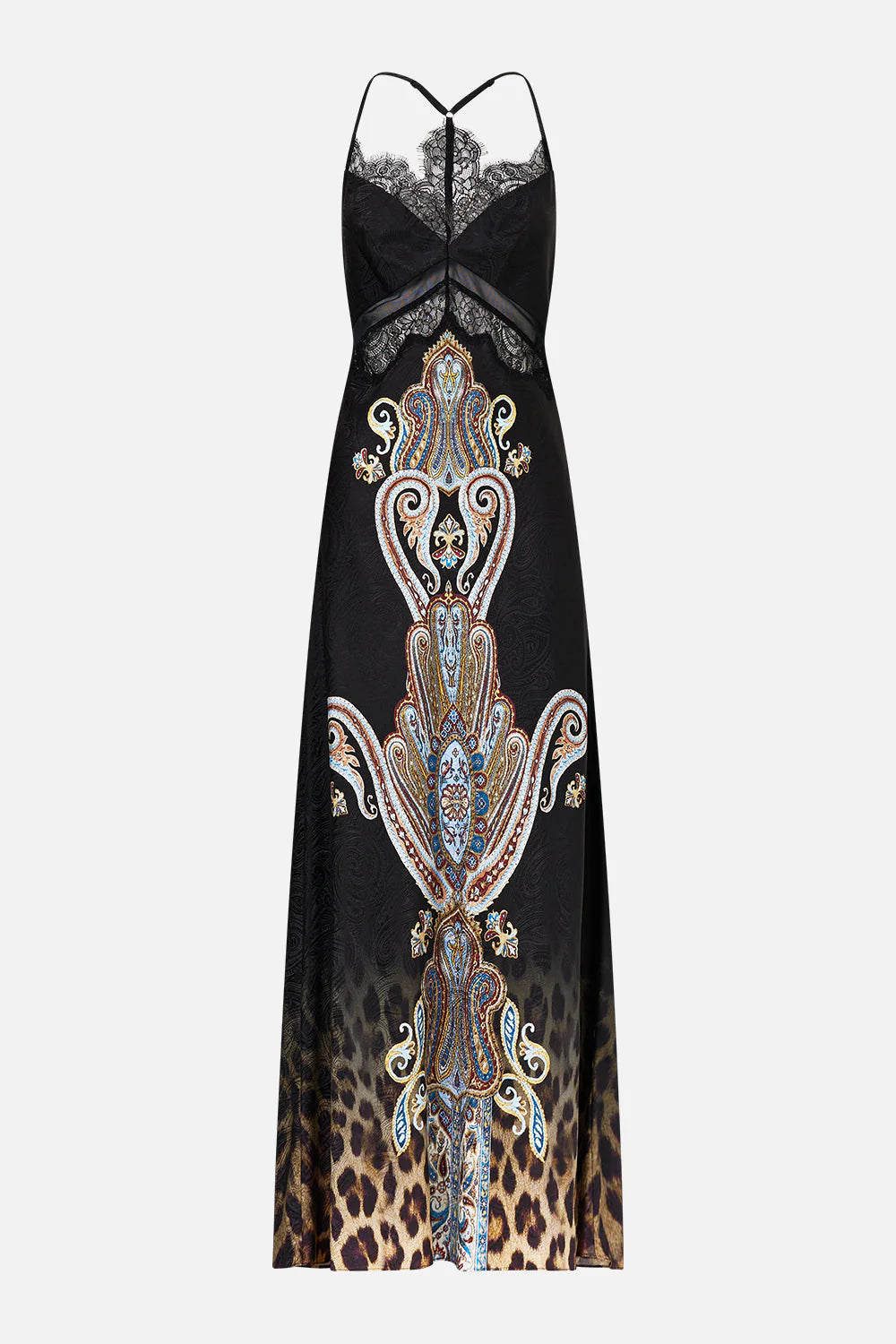 Camilla Lace Splice Bias Long Dress (Istanbul Animalia)