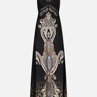 Camilla Lace Splice Bias Long Dress (Istanbul Animalia)