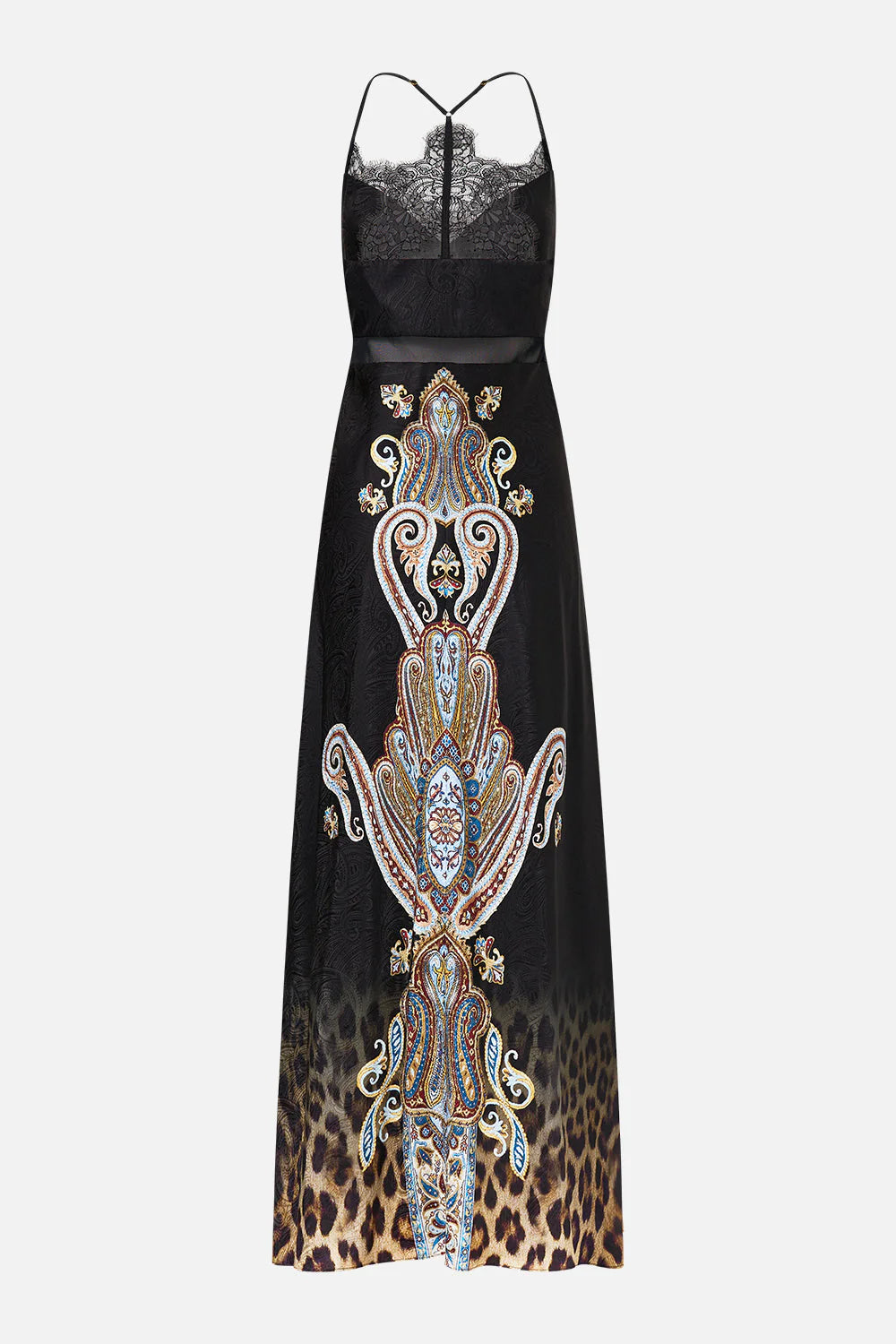 Camilla Lace Splice Bias Long Dress (Istanbul Animalia)