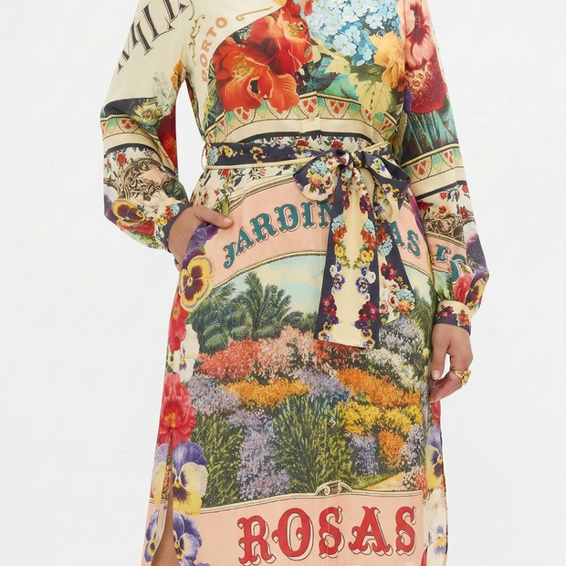 Camilla High Low Midi Shirt Dress in AROMAMOR