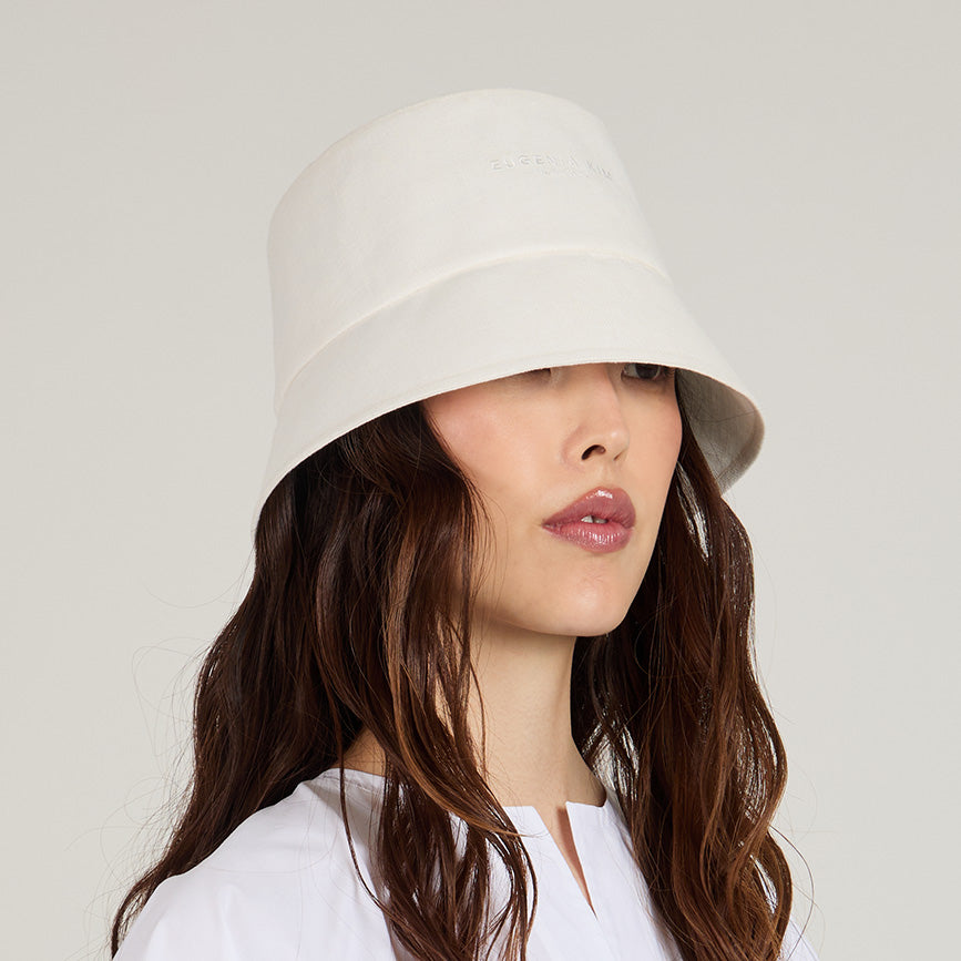 Eugenia Kim-Yuki Linen Reversible Bucket Hat in White