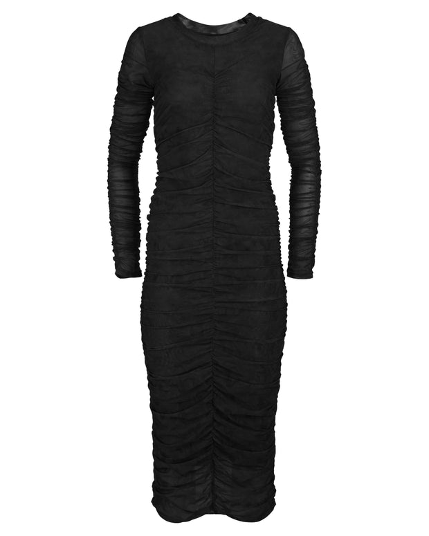Hilary MacMillan - Mesh Ruched Sleeve Dress (Black)