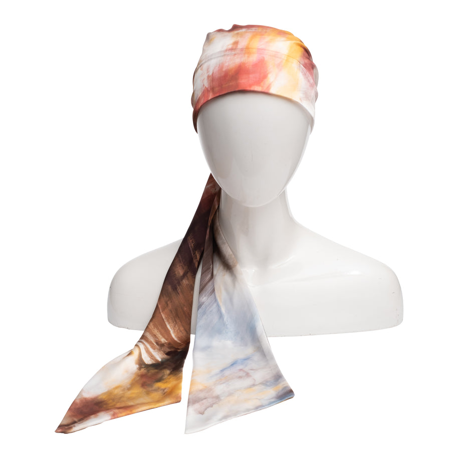 Eugenia Kim Gigi Satin Headscarf (Ivory/yellow/red)