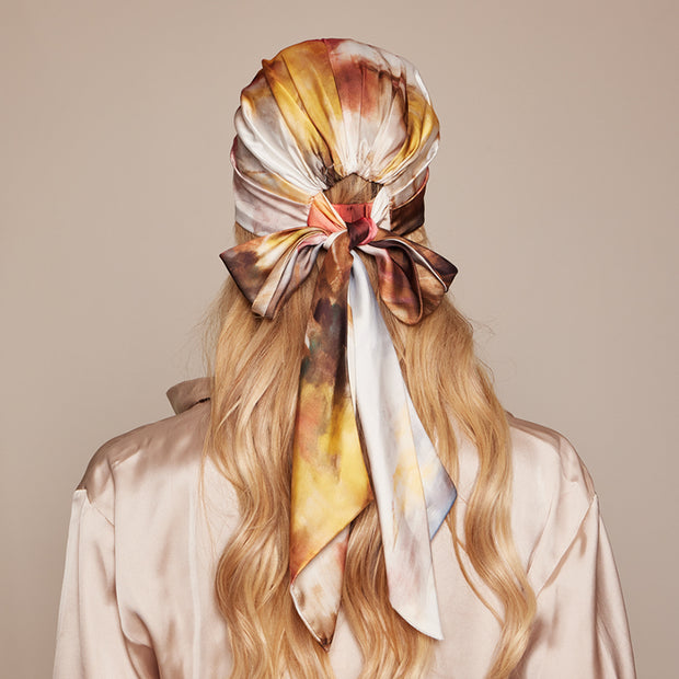 Eugenia Kim Gigi Satin Headscarf (Ivory/yellow/red)