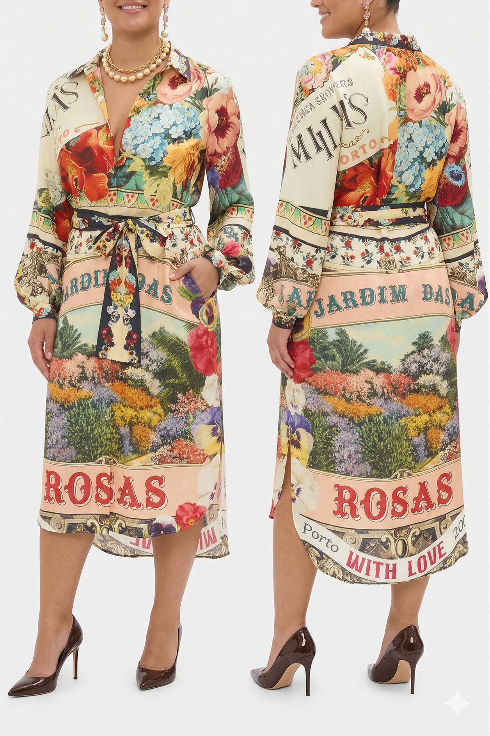 Camilla High Low Midi Shirt Dress in AROMAMOR
