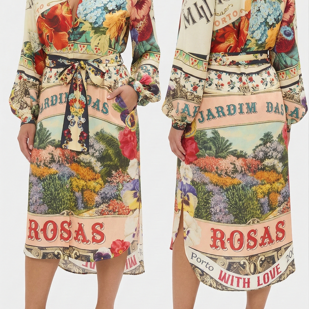 Camilla High Low Midi Shirt Dress in AROMAMOR