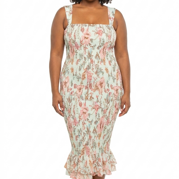 Hemant & Nandita- The Floral Smocked Midi Dress