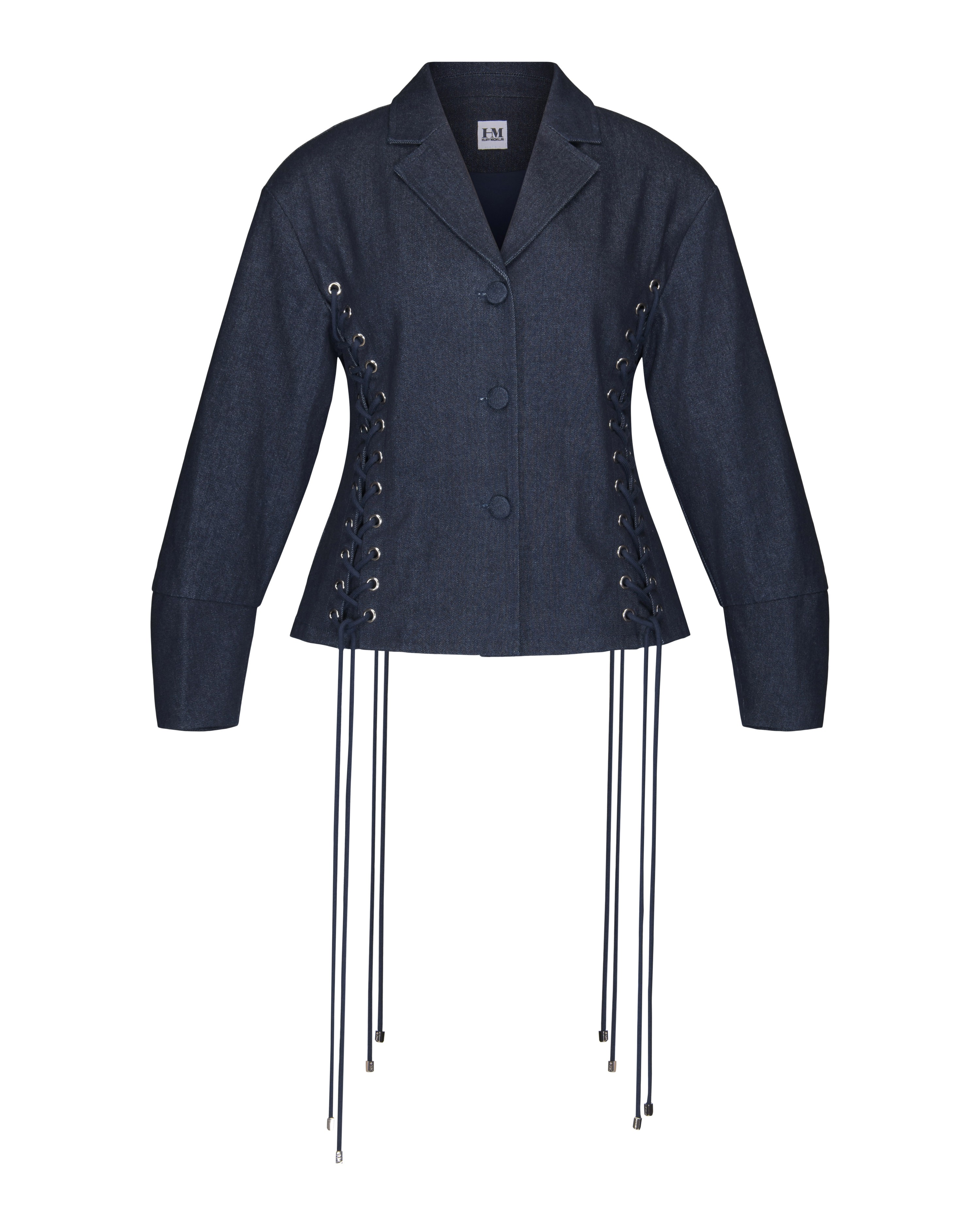 Hilary Macmillan-Lace up Exaggerated Sleeve Denim Jacket