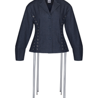 Hilary Macmillan-Lace up Exaggerated Sleeve Denim Jacket